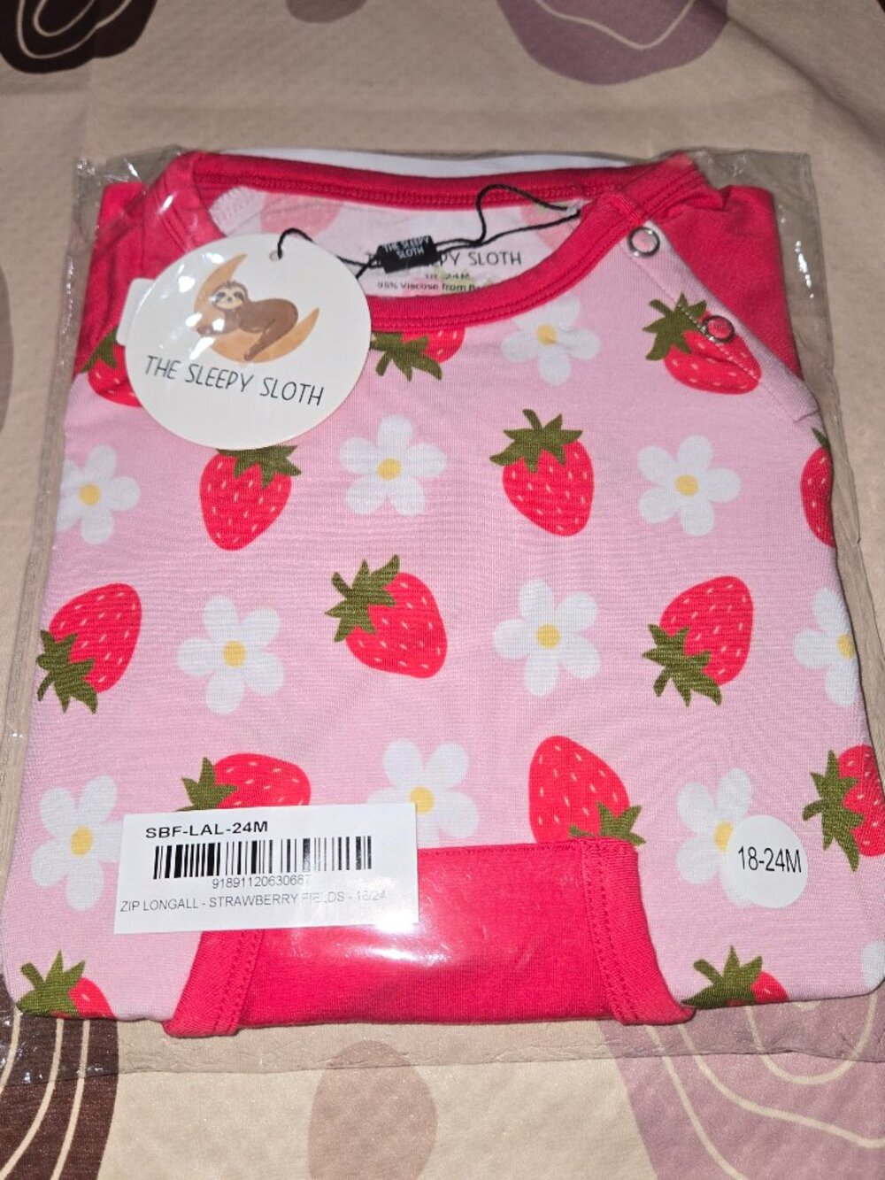 18/24m the sleepy sloth longall strawberry fields